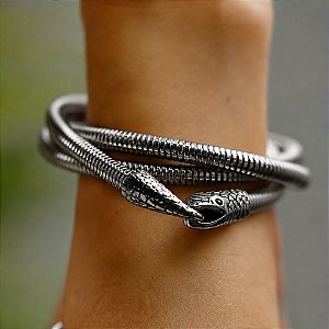 Pulseira Elaine Palma serpente ródio semijoia