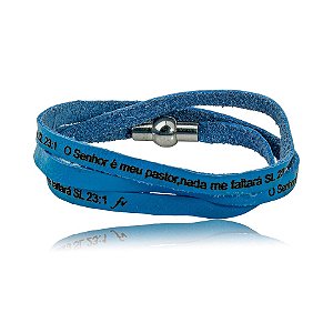 Pulseira Fernanda Villela couro azul Salmo 23