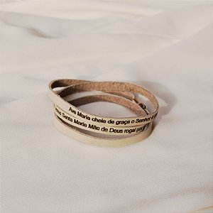 Pulseira Fernanda Villela couro cru Oração Ave Maria
