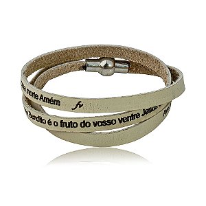 Pulseira Fernanda Villela couro cru Oração Ave Maria