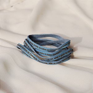 Pulseira Fernanda Villela couro azul Oração N Sra Aparecida