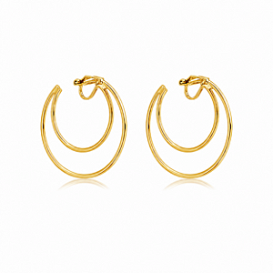 Brinco pressão argola dupla fina ouro semijoia 7305605