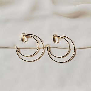 Brinco pressão argola dupla fina g ouro semijoia 7305705
