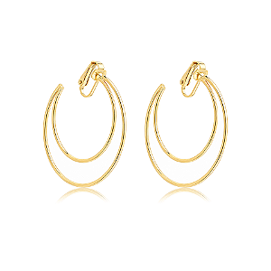 Brinco pressão argola dupla fina g ouro semijoia 7305705