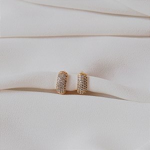 Brinco argolinha zircônia ouro semijoia 18k10017