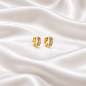 Brinco Argolinha Zircônia Ouro Semijoia 18k10017