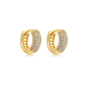 Brinco argolinha zircônia ouro semijoia 18k10017