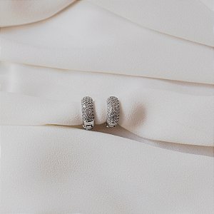 Brinco argolinha zircônia ródio semijoia 18k10017