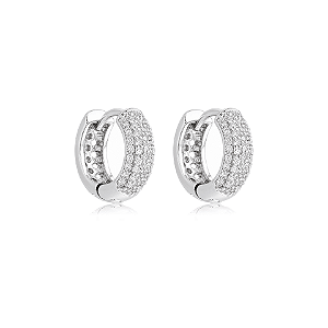 Brinco argolinha zircônia ródio semijoia 18k10017