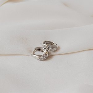 Brinco argolinha zircônia ródio semijoia 24k09010