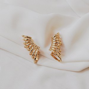 Brinco ear cuff encaixe aros zircônias ouro semijoia par VCH141