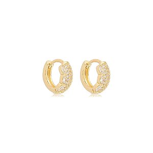Brinco argolinha zircônias ouro semijoia 24k20005