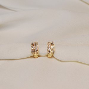 Brinco argolinha zircônias ouro semijoia 24k20005