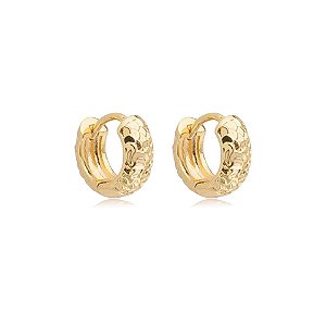 Brinco argolinha segundo furo texturizada ouro semijoia 26k08072