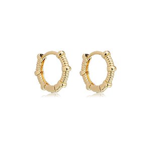 Brinco argolinha segundo furo texturizado ouro semijoia 26k06040