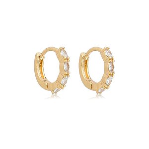 Brinco argolinha segundo furo zircônia ouro semijoia 26k08049