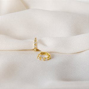 Brinco argolinha segundo furo zircônia ouro semijoia 26k08049