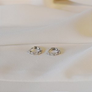 Brinco argolinha segundo furo zircônia ródio semijoia 26k08049