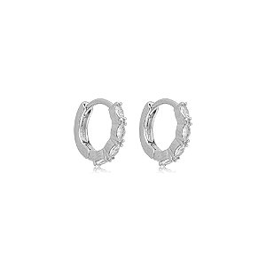 Brinco argolinha segundo furo zircônia ródio semijoia 26k08049