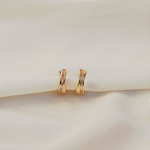 Brinco argolinha segundo furo madrepérola ouro semijoia 26k01009