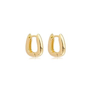 Brinco argolinha retangular ouro semijoia 26k08013
