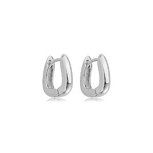 Brinco argolinha retangular ródio semijoia 26k08013