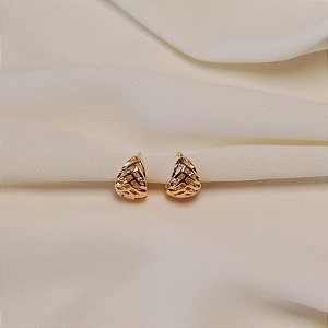 Brinco argolinha vazada zircônia ouro semijoia 26k08044