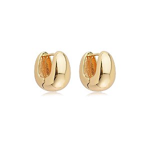 Brinco argolinha abaulada ouro semijoia 26k08075
