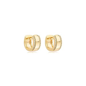 Brinco argolinha zircônia ouro semijoia 26k08077