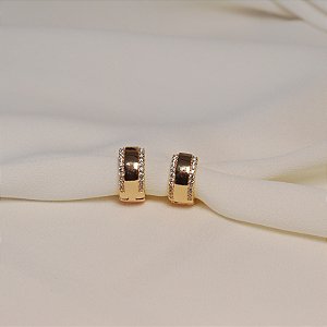 Brinco argolinha zircônia ouro semijoia 26k08077