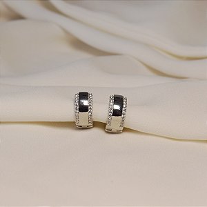 Brinco argolinha zircônia ródio semijoia 26k08077