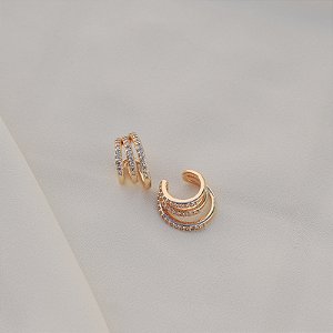 Piercing de encaixe aros zircônia ouro semijoia par 26k08022