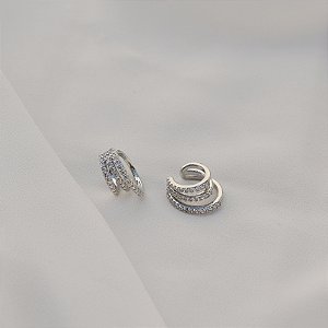 Piercing de encaixe aros zircônia ródio semijoia par 26k08022