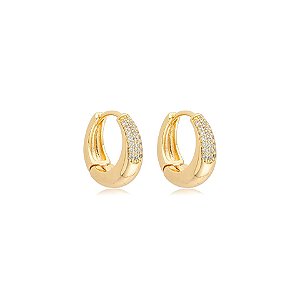 Brinco argolinha zircônia ouro semijoia 26k08043