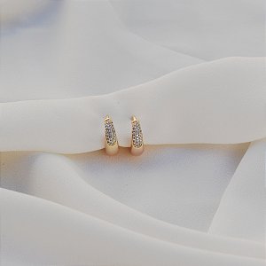 Brinco argolinha zircônia ouro semijoia 26k08043