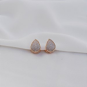 Brinco argolinha gota zircônia ouro semijoia 26k08083