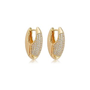 Brinco argolinha v zircônia ouro semijoia 26k08010