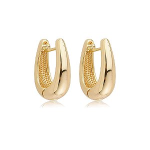 Brinco argolinha abaulada ouro semijoia 18k09001