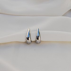 Brinco argolinha abaulada ródio semijoia 18k09001