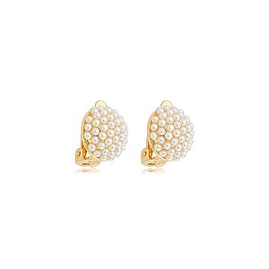 Brinco pressão botão mini pérolas ouro semijoia 26k08006