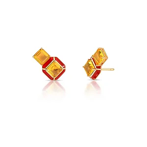 Brinco ear cuff esmaltado marrom cristais ouro semijoia