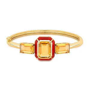Bracelete esmaltado marrom cristais ouro semijoia