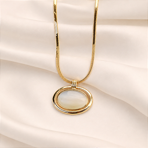 Colar Semijoia Banhado a Ouro com Cristal Olho de Gato