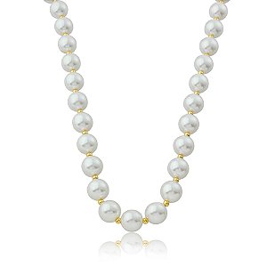 Colar pérolas brancas ouro semijoia 7345705