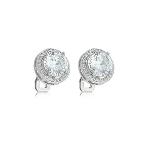 Brinco pressão redondo zircônia cristal ródio semijoia