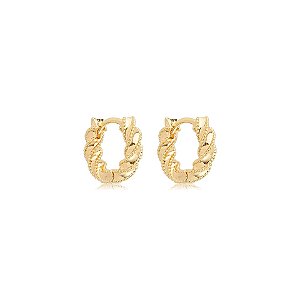 Brinco argolinha segundo furo torcida zircônia ouro semijoia 26k08073