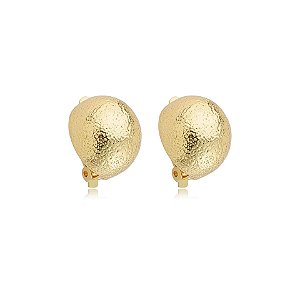 Brinco pressão meia esfera texturizada ouro semijoia