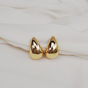 Brinco pressão gota lisa ouro semijoia
