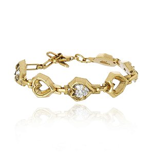 Pulseira Claudia Arbex biscoito da sorte ouro vintage