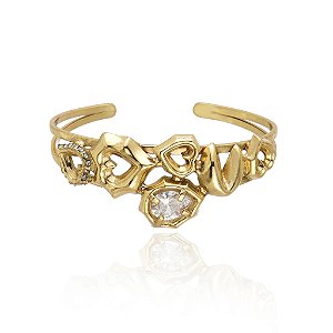 Bracelete Claudia Arbex biscoito da sorte black diamond ouro vintage